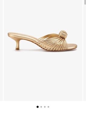 Larroudé Valerie Gold Metallic Leather Knot Mules Size 8.5